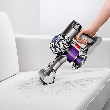 Dyson pet hair hoover in action